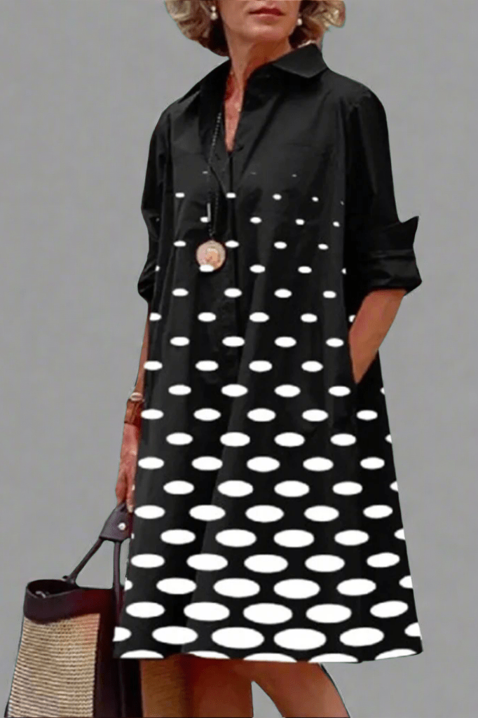 Elara | Polka Dot Shirt Dress