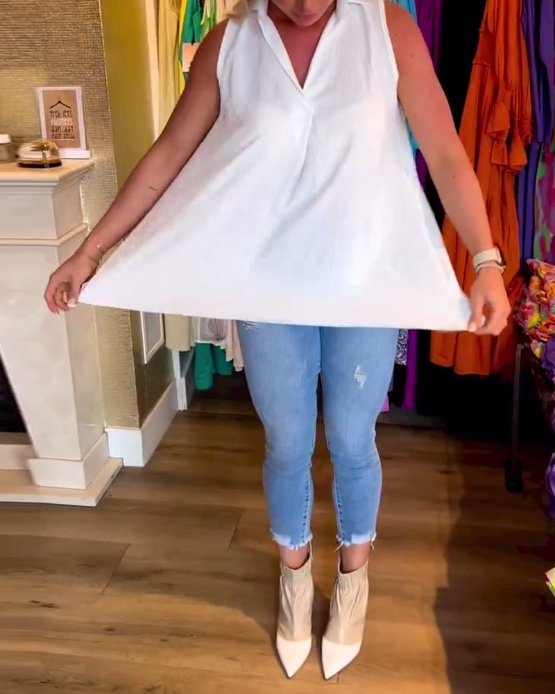 Lynette | Sleeveless High-Low Women’s Blouse