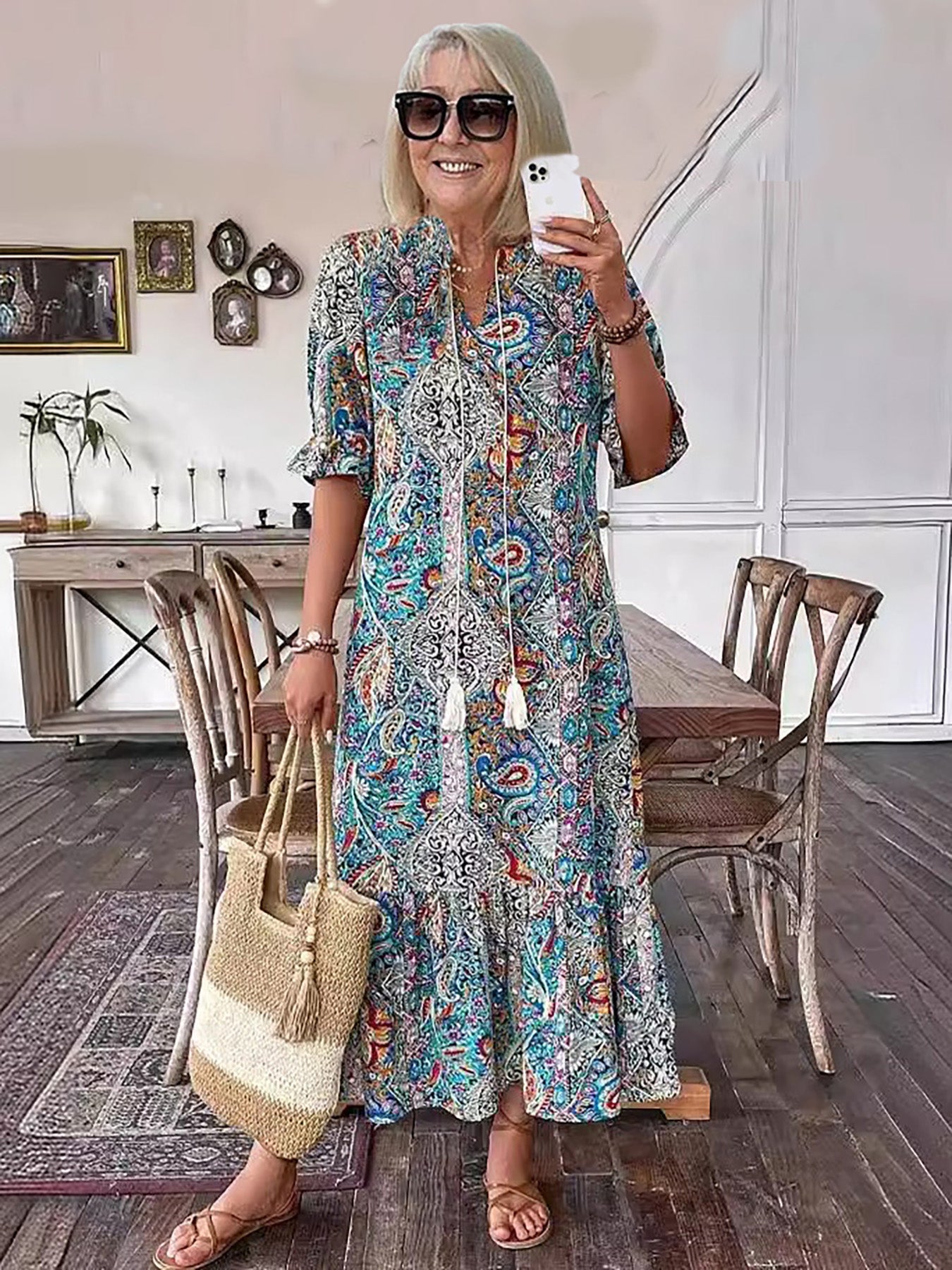 Leontine | Boho Print Maxi Dress
