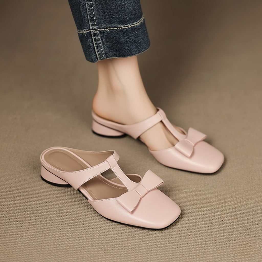 Clara | Bow Strap Slip-On Flats