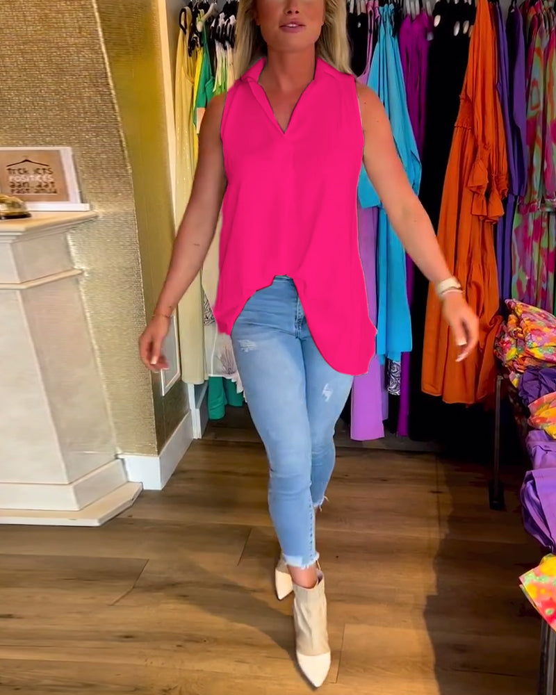 Lynette | Sleeveless High-Low Women’s Blouse