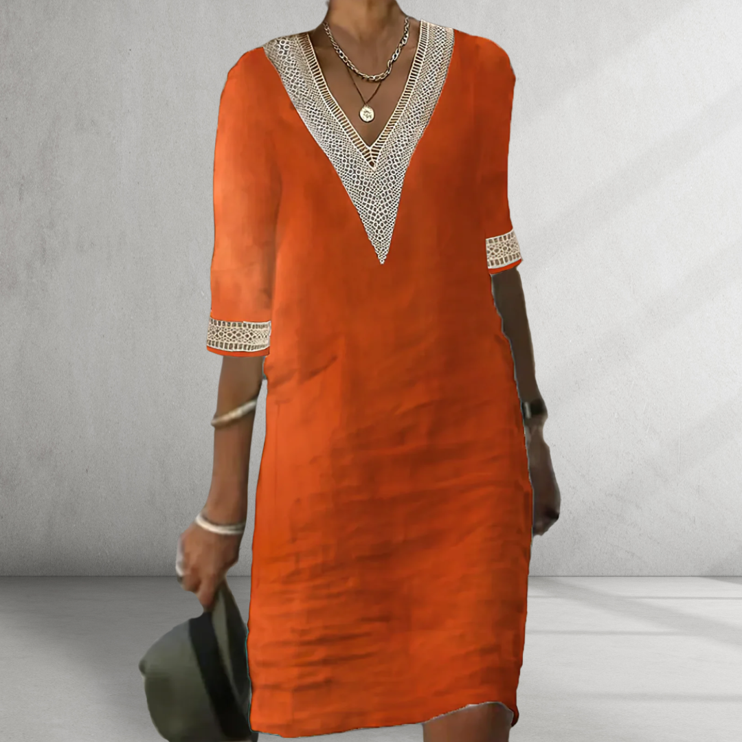 Nylah | Embroidered V-Neck Midi Dress