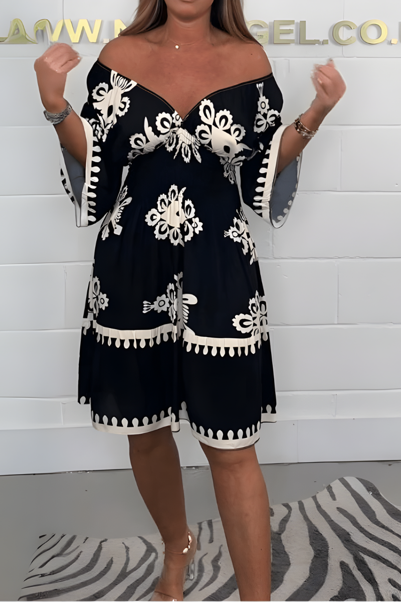 Selene | Printed V-Neck Midi Dress