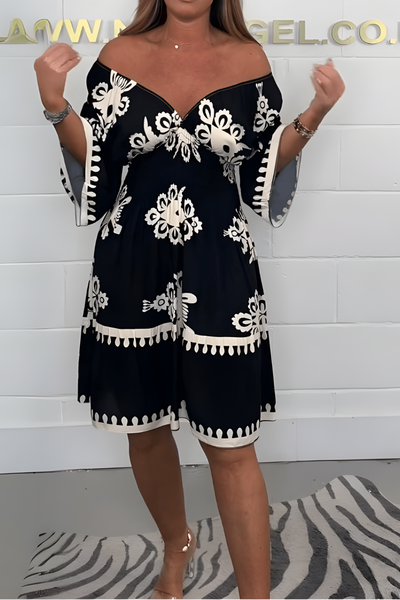 Selene | Printed V-Neck Midi Dress