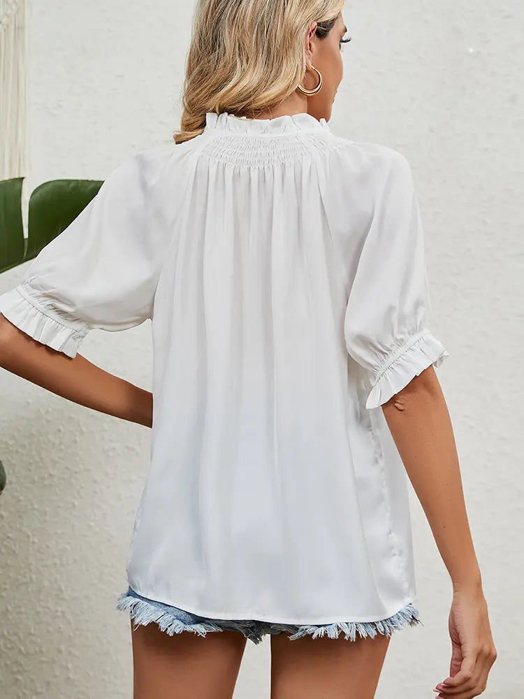 Elara | Smocked Neckline Summer Blouse