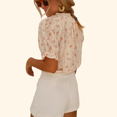 Eliana | Feminine Floral Blouse & Shorts Set