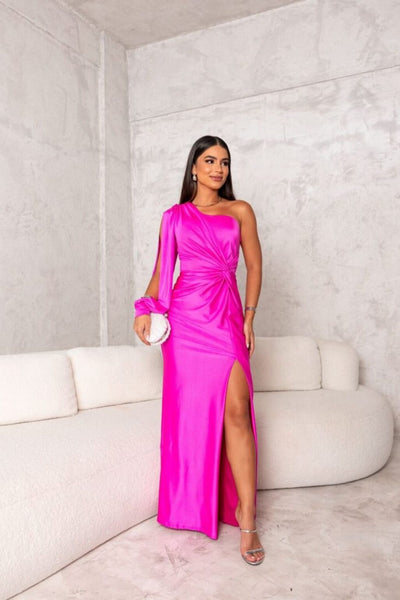 Valencia | One-Shoulder Satin Evening Gown