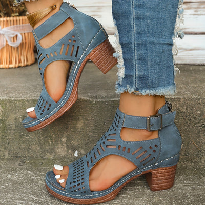 Elina | Cutout Block Heel Sandals
