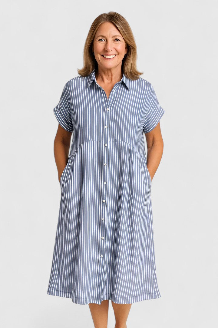 Elowen | Striped Button-Down Midi Dress