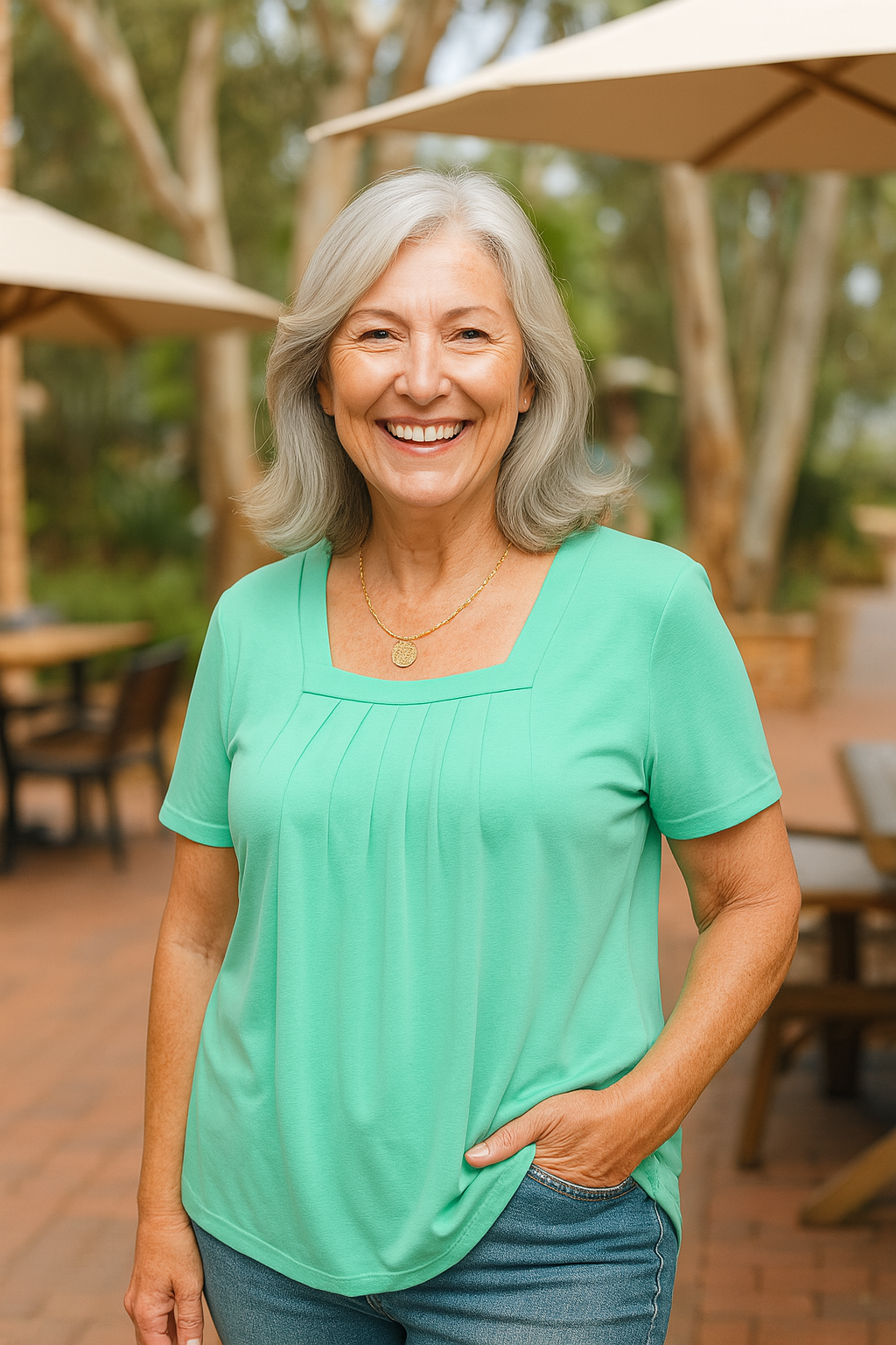 Nora | Pleated Square-Neck Women’s Top