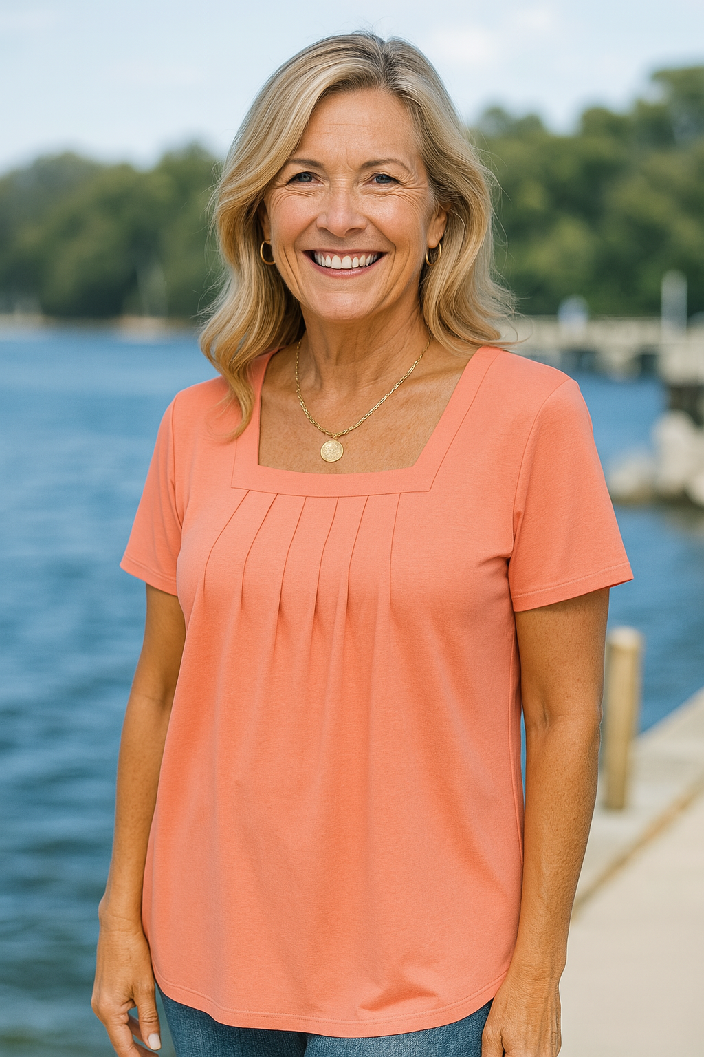 Nora | Pleated Square-Neck Women’s Top