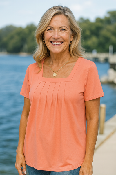 Nora | Pleated Square-Neck Women’s Top