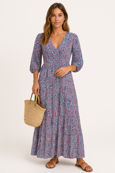 Celestine | Elegant Paisley Maxi Dress