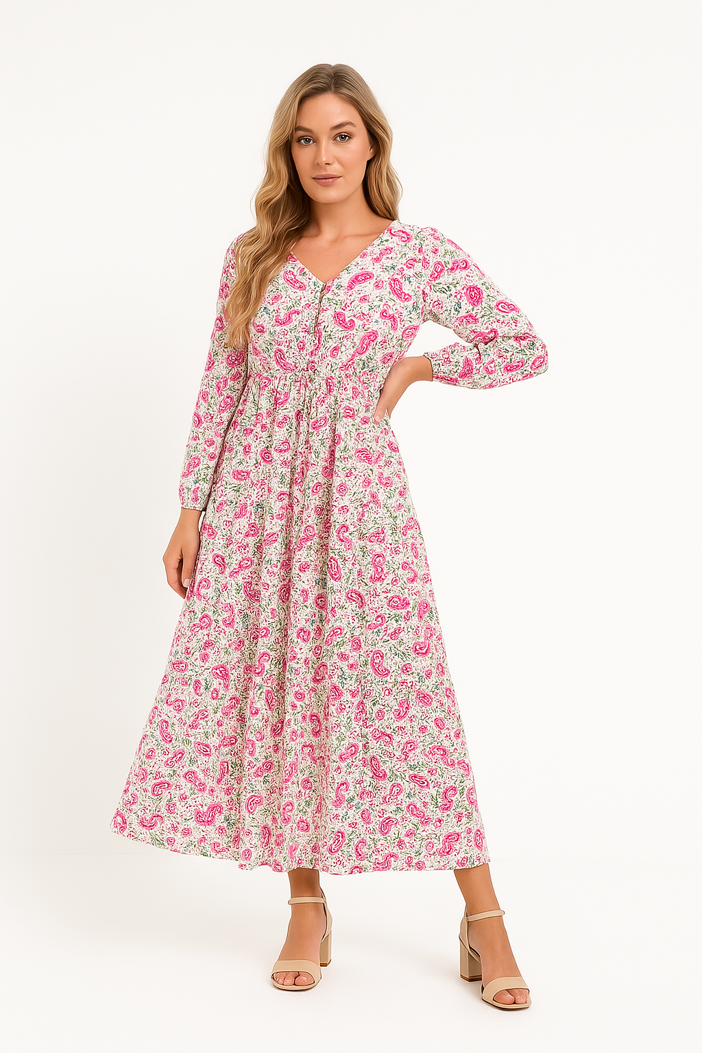 Celestine | Elegant Paisley Maxi Dress