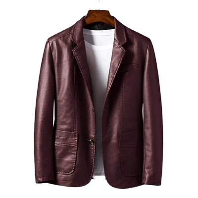 Classic Leather Jacket for Men with side pockets