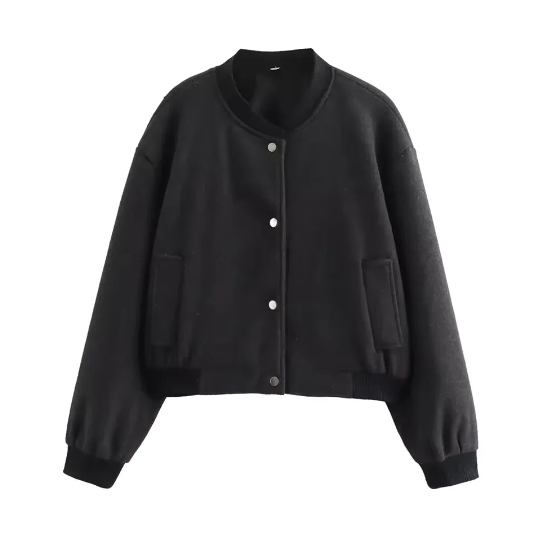 Classic Round Necked Cropped Jacket for Women