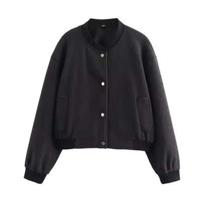 Classic Round Necked Cropped Jacket for Women