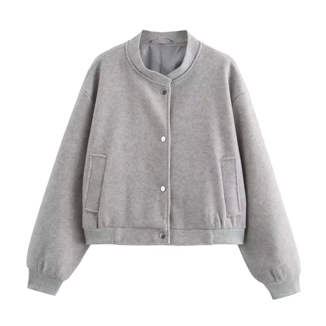 Classic Round Necked Cropped Jacket for Women
