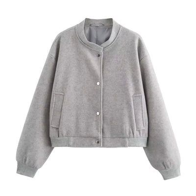 Classic Round Necked Cropped Jacket for Women