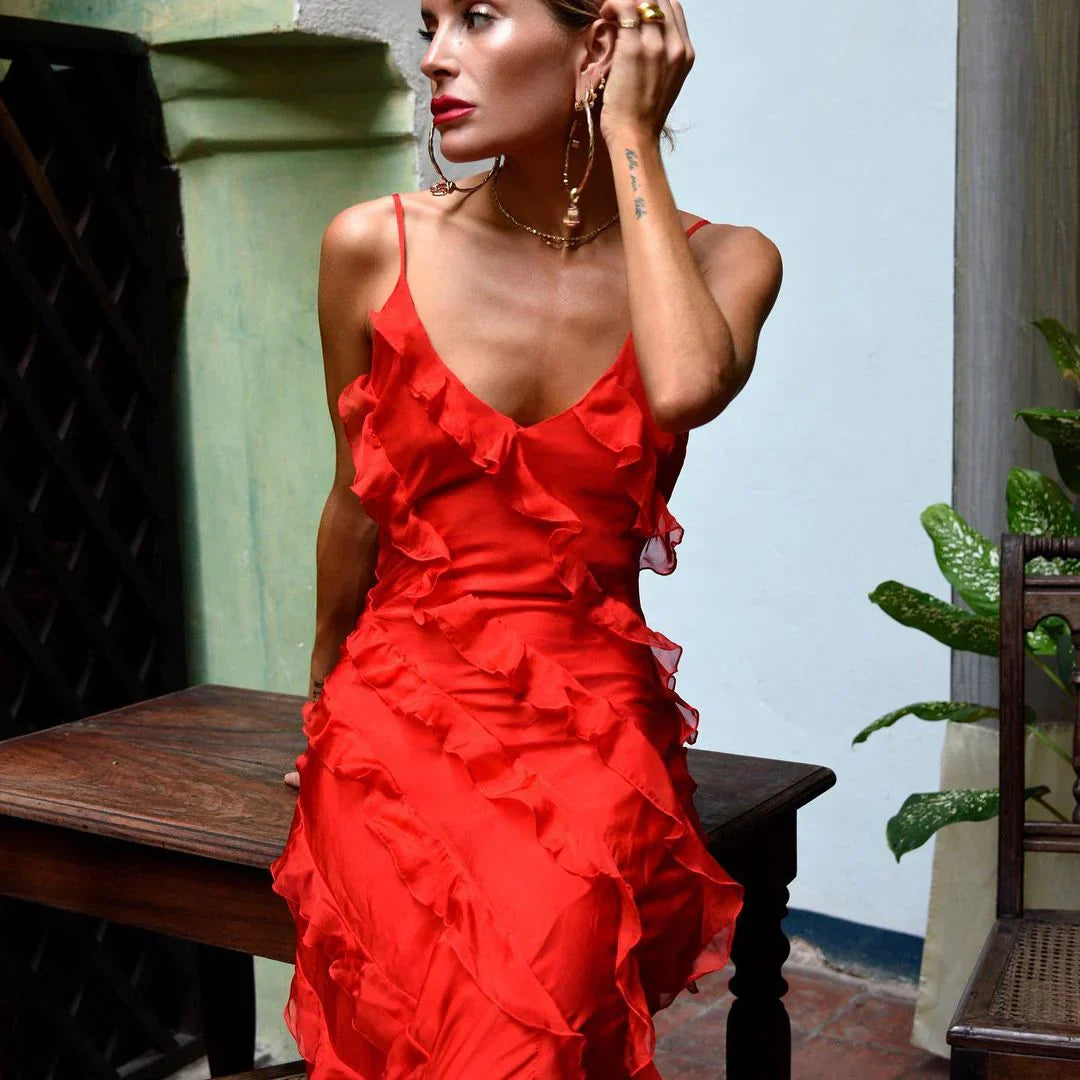 Margaux | Elegant Ruffle Maxi Dress