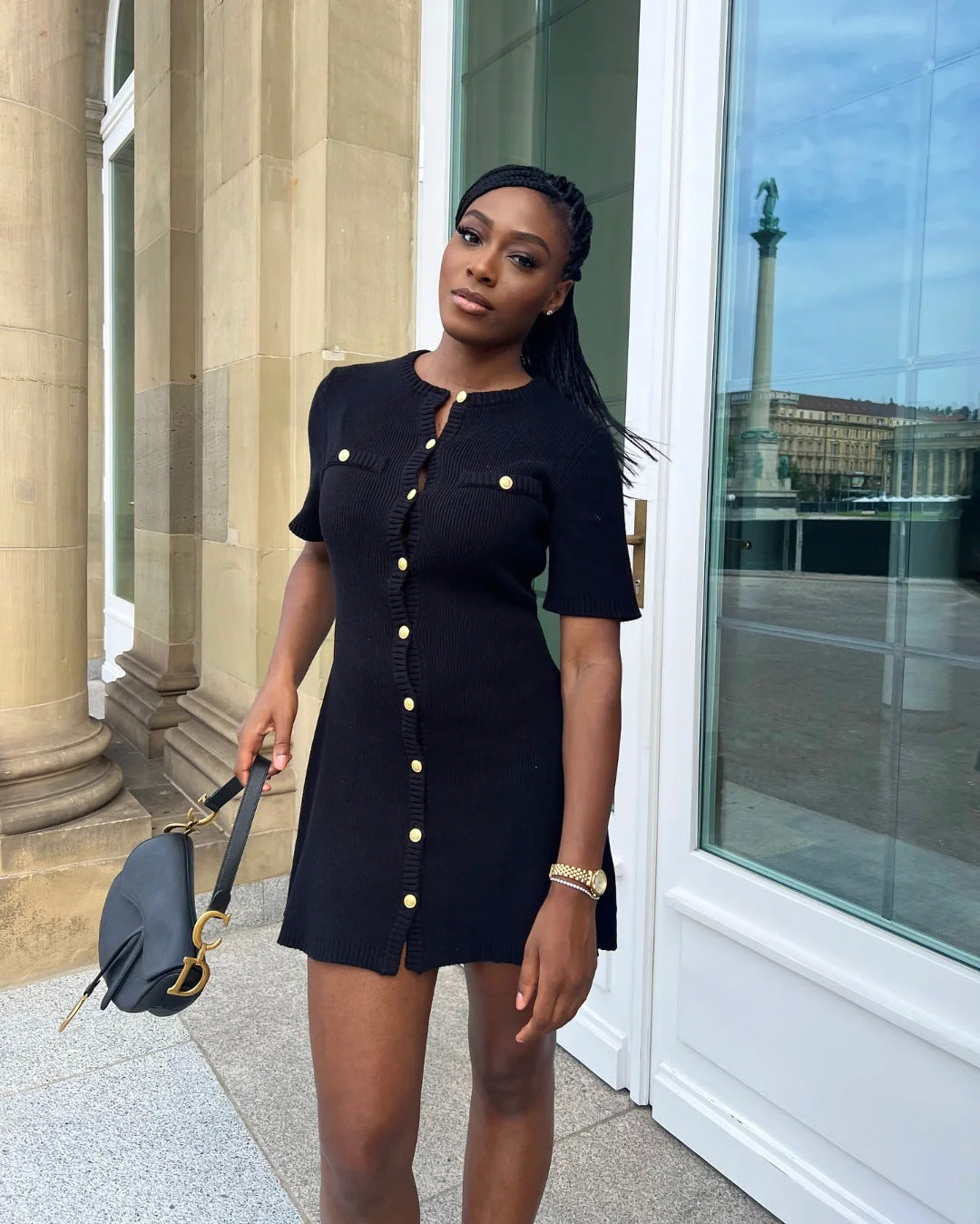 Sasha | Chic Button Front Mini Dress