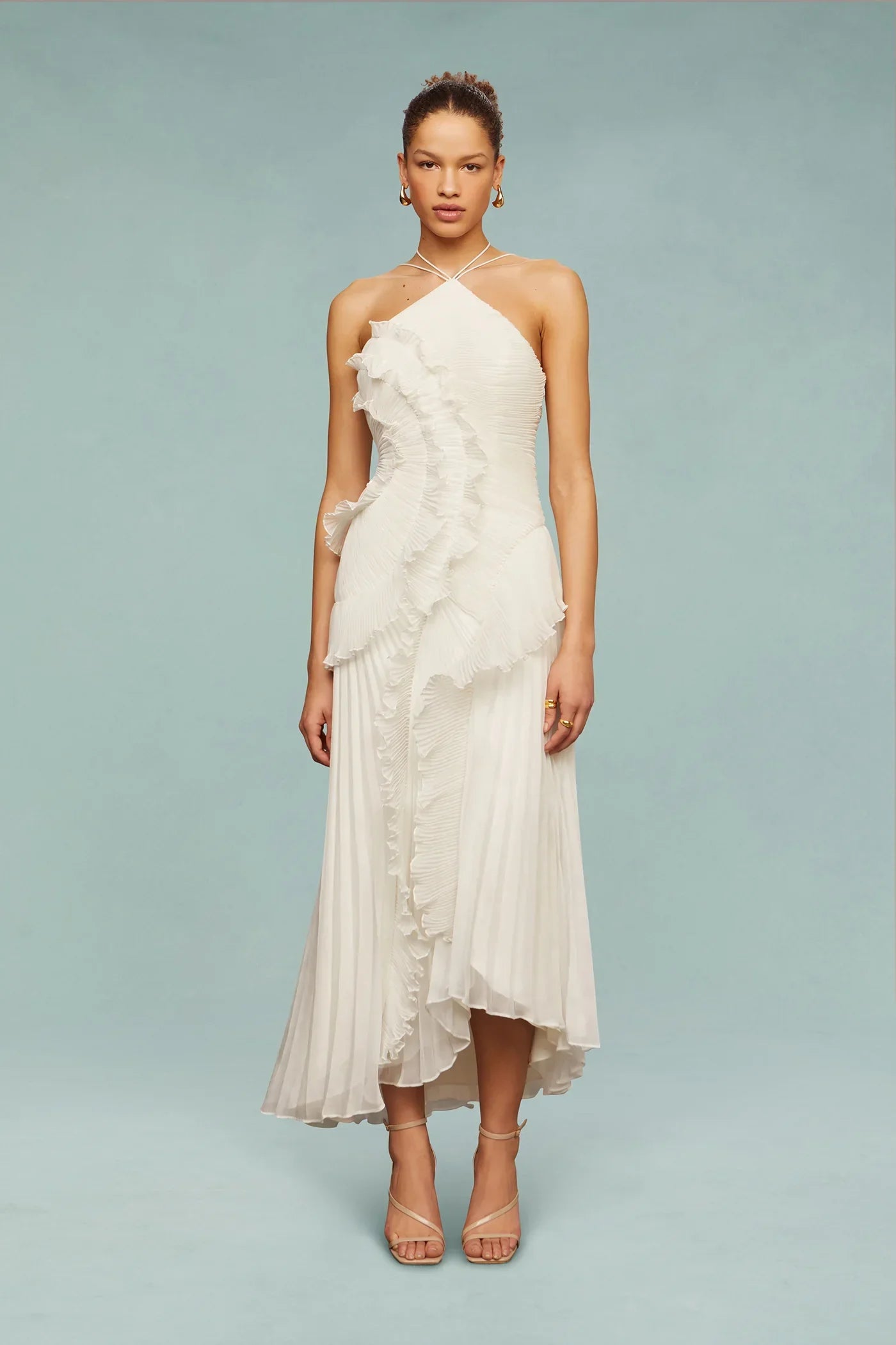 Emma | One-Shoulder Pleated Ruffle Maxi Dress
