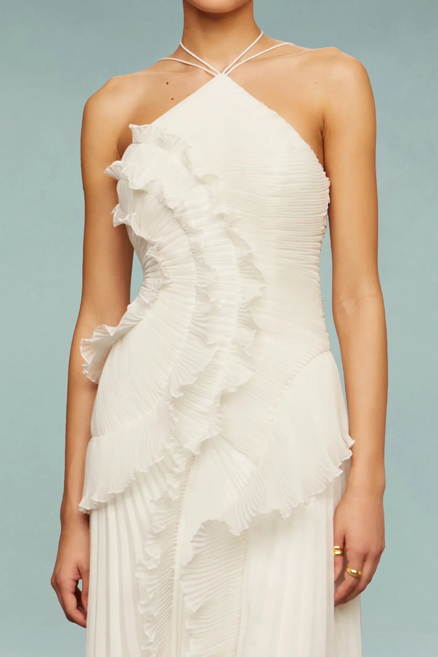 Emma | One-Shoulder Pleated Ruffle Maxi Dress