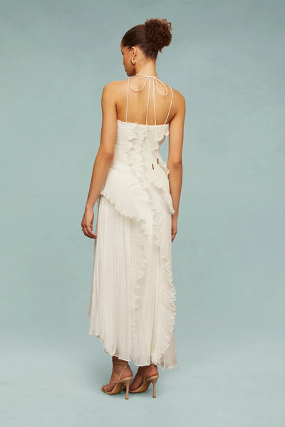 Emma | One-Shoulder Pleated Ruffle Maxi Dress