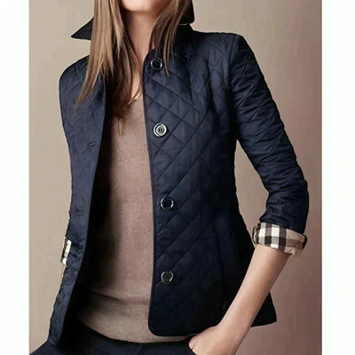 Elegant High Collar Body Hugging Padded Winter Jacket for Women