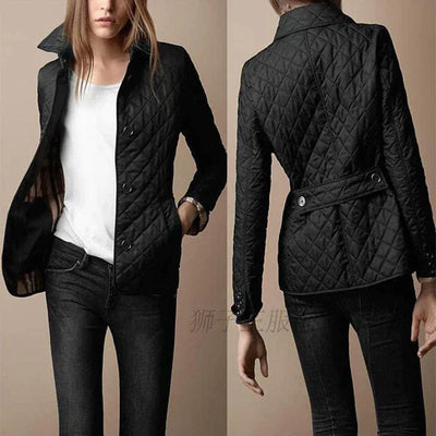 Elegant High Collar Body Hugging Padded Winter Jacket for Women