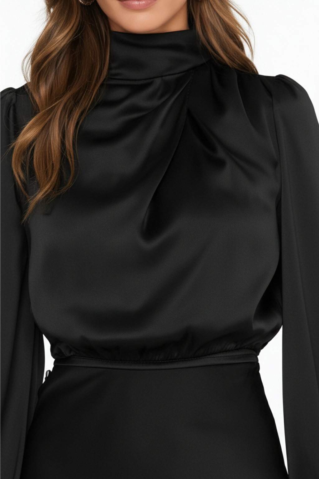 Hazel | Long-Sleeved Satin Dress