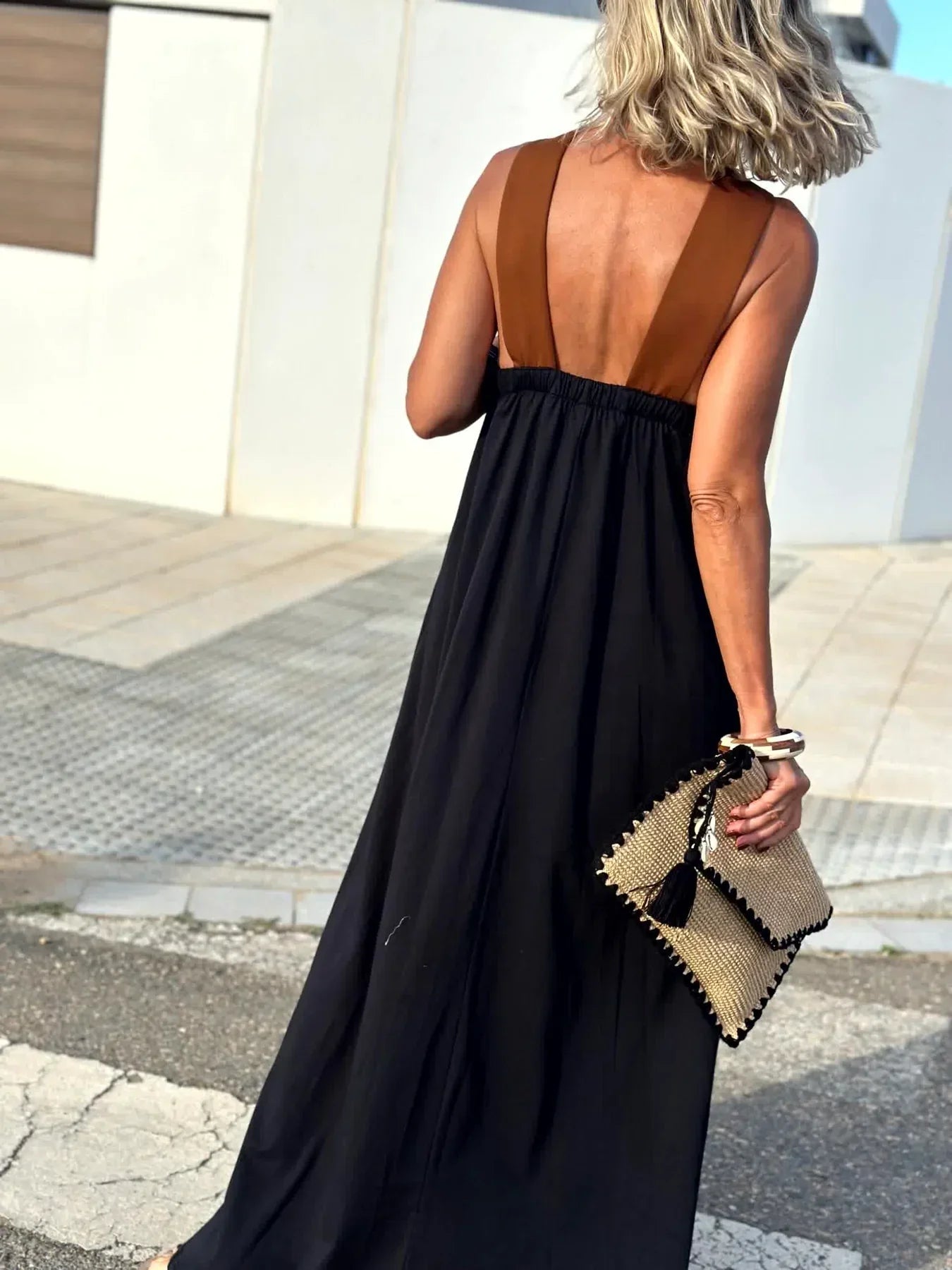Adrielle | Halter Cross-Strap Maxi Dress