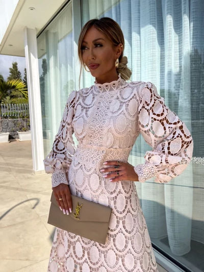 Luna | Elegant Long Sleeve Midi Dress