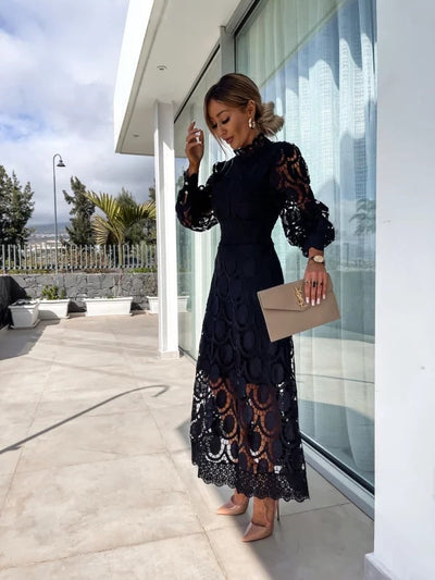 Luna | Elegant Long Sleeve Midi Dress