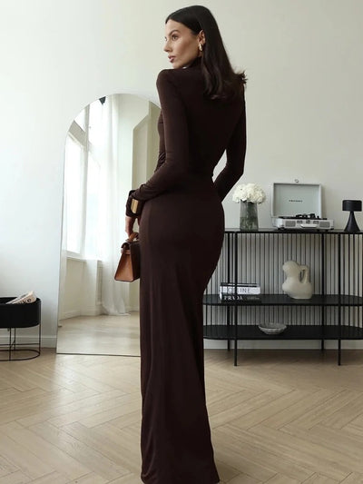 Camille | High Neck Long Sleeve Evening Dress