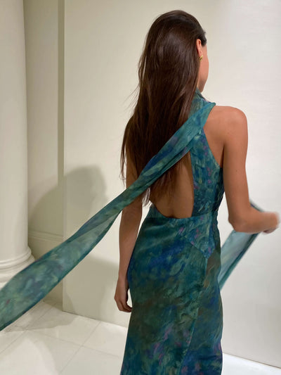 Isolde | Halter Neck Maxi Evening Dress