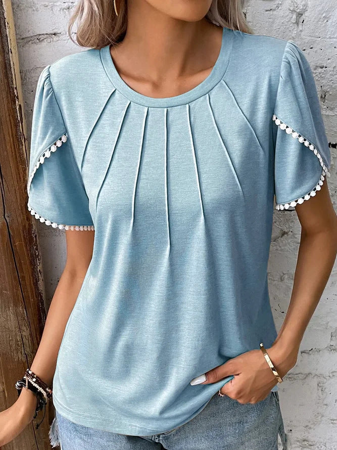 Liora | Pleated Puff-Sleeve Blouse