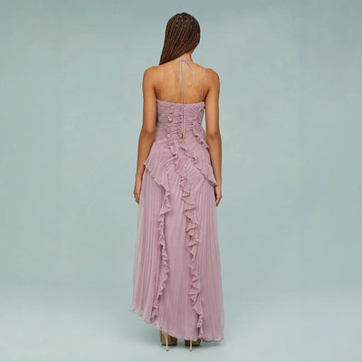 Isoria | Pleated Halter Evening Dress