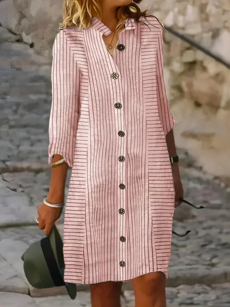 Cecilia | Striped Button-Down Shirt Dress