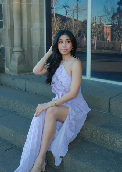 Emma | One-Shoulder Pleated Ruffle Maxi Dress