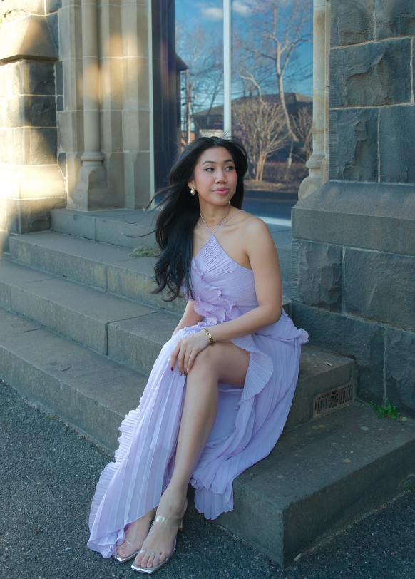 Emma | One-Shoulder Pleated Ruffle Maxi Dress