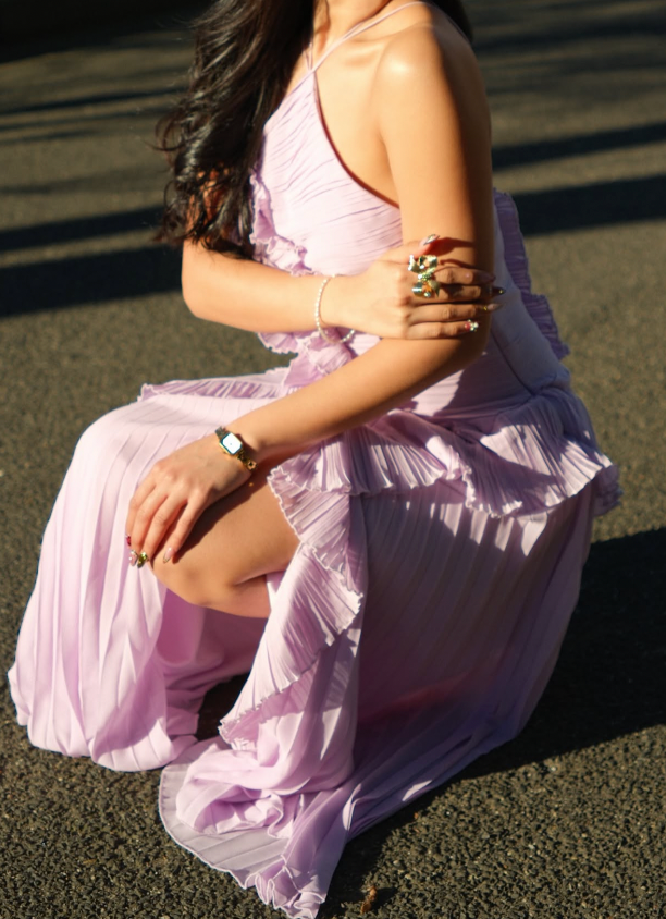 Emma | One-Shoulder Pleated Ruffle Maxi Dress