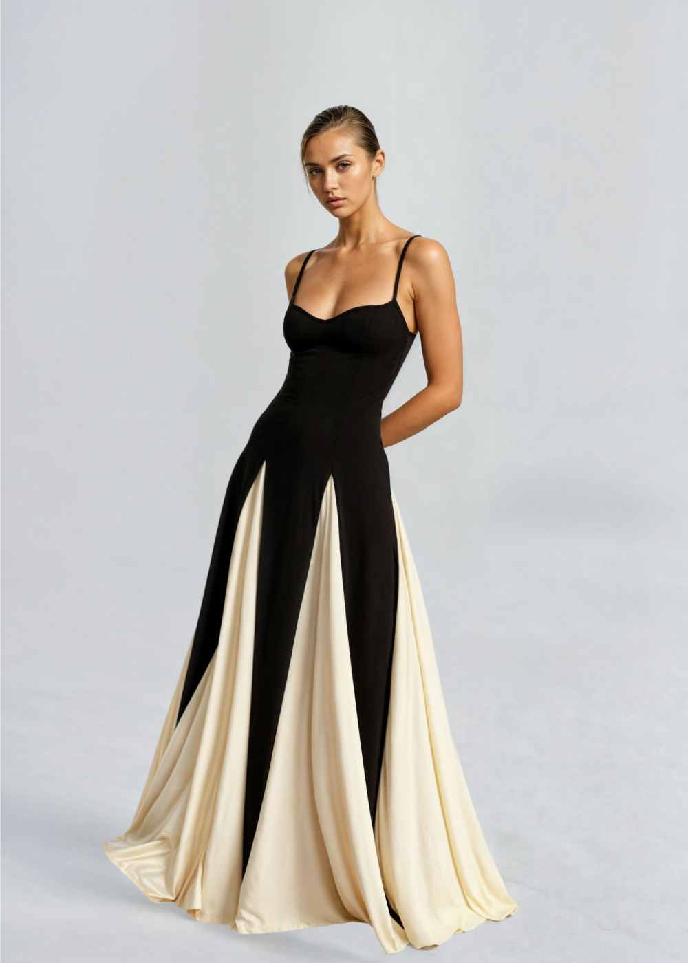 Serena | Elegant Two-Tone Maxi Dress