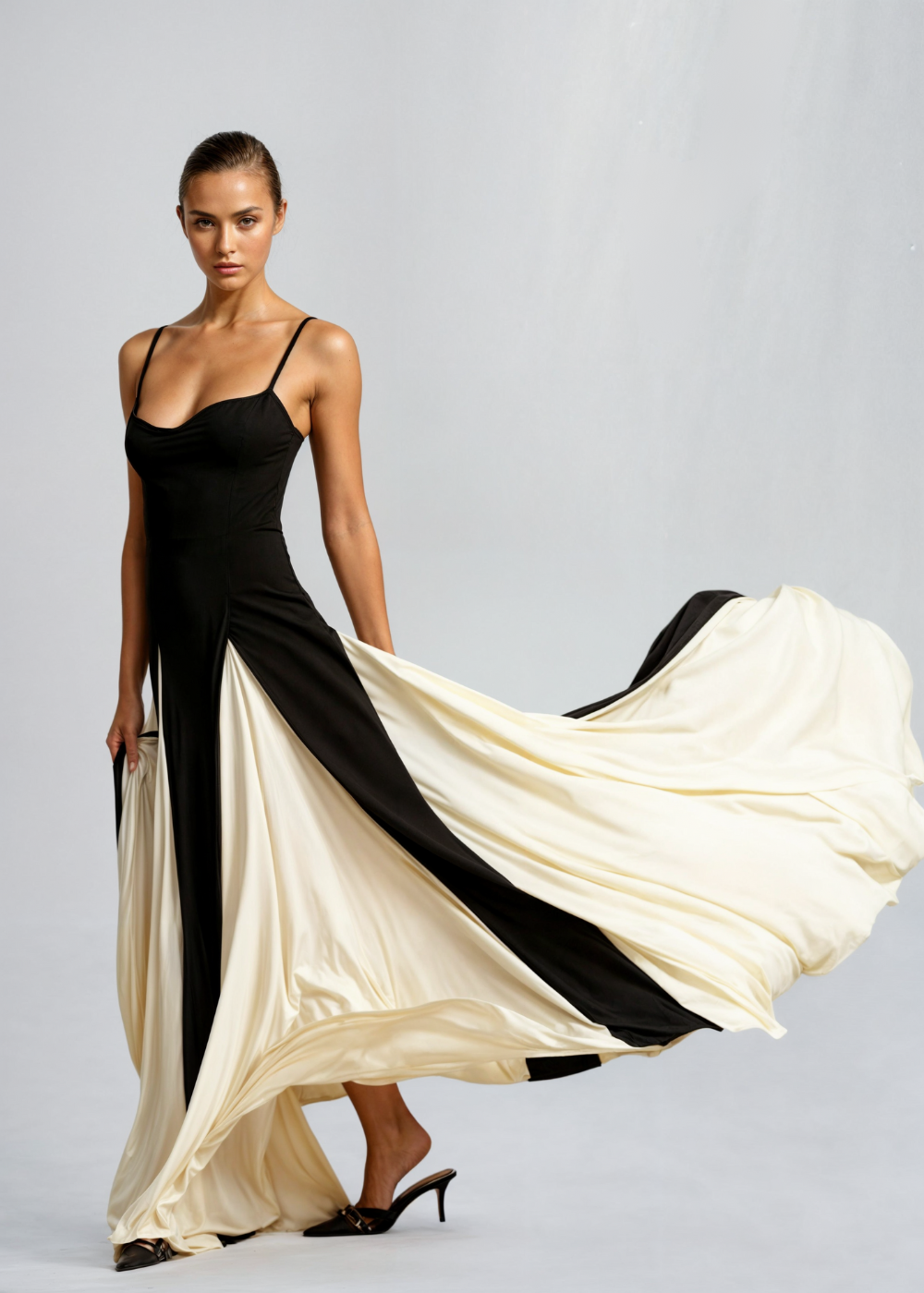 Serena | Elegant Two-Tone Maxi Dress