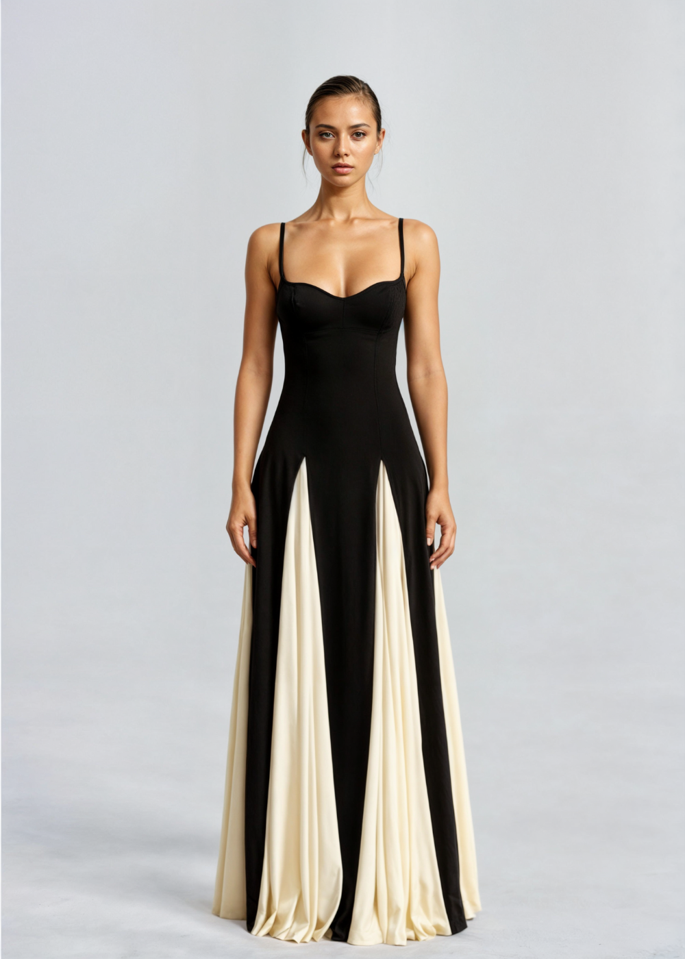 Serena | Elegant Two-Tone Maxi Dress