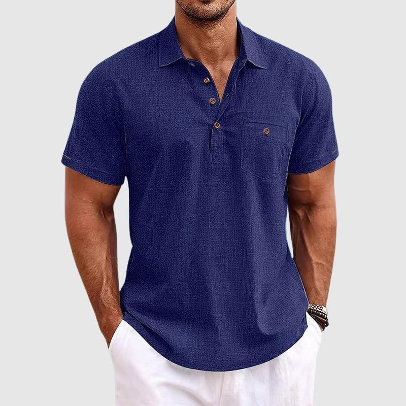 Theodore | Willow Linen Polo Shirt