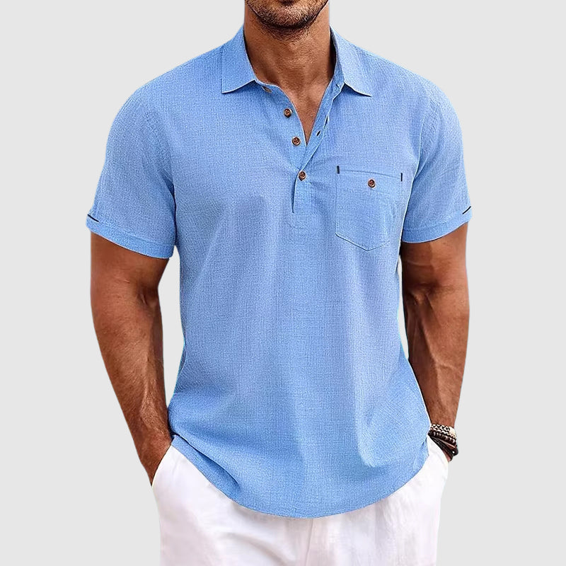 Theodore | Willow Linen Polo Shirt