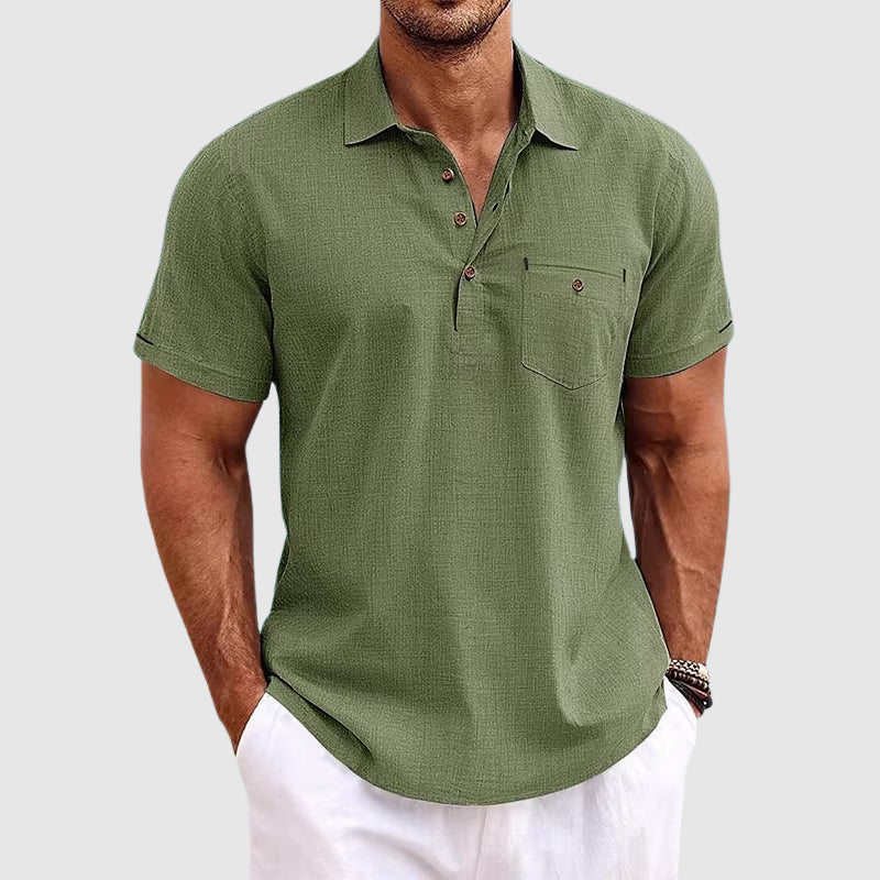 Theodore | Willow Linen Polo Shirt
