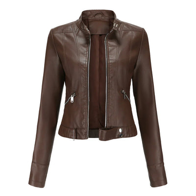 Women’s Brown Sleek Zip-Up Jacket