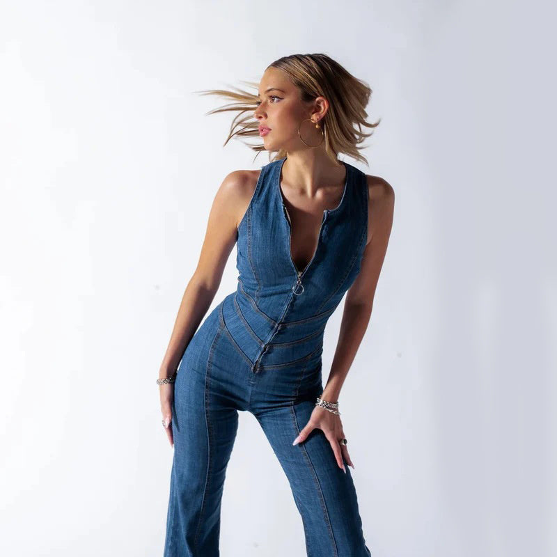 Women's Modern Style Denim Jumpsuit